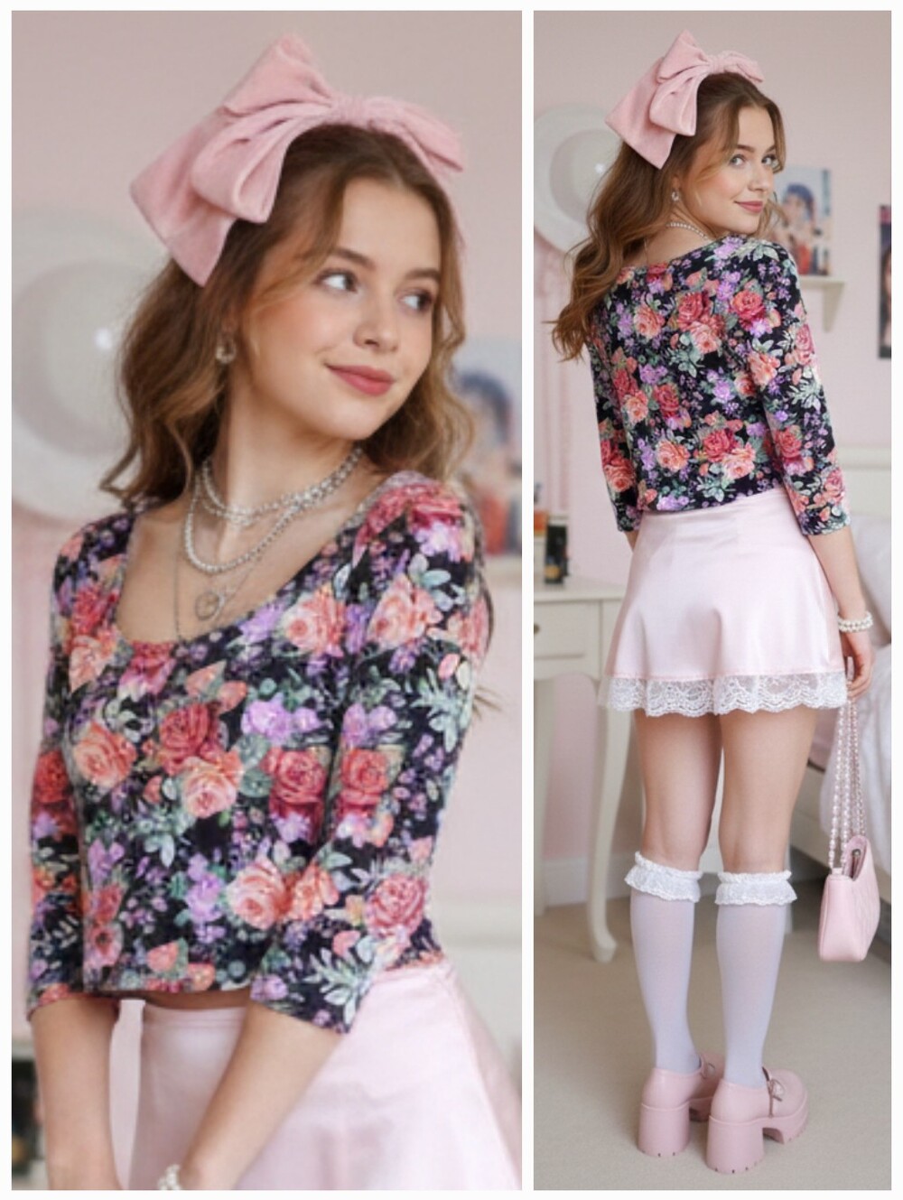 Forever 21 M Y2K Dark Romantic Neon Floral Whimsigoth Fairy Grunge Crop Top